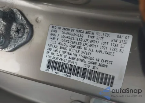 2007 Honda Cr-V Ex z USA, uszkodzony, nr VIN JHLRE48537C086111